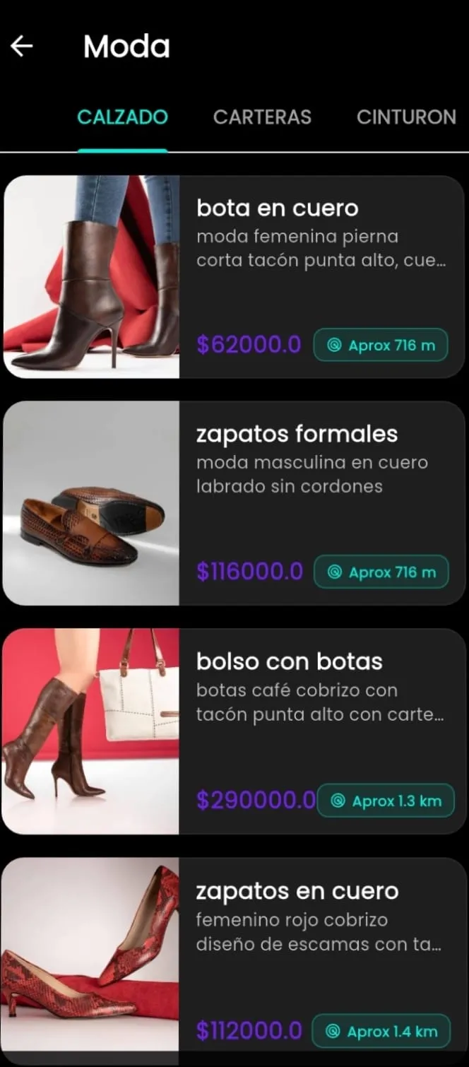 Listado de productos categoría Moda